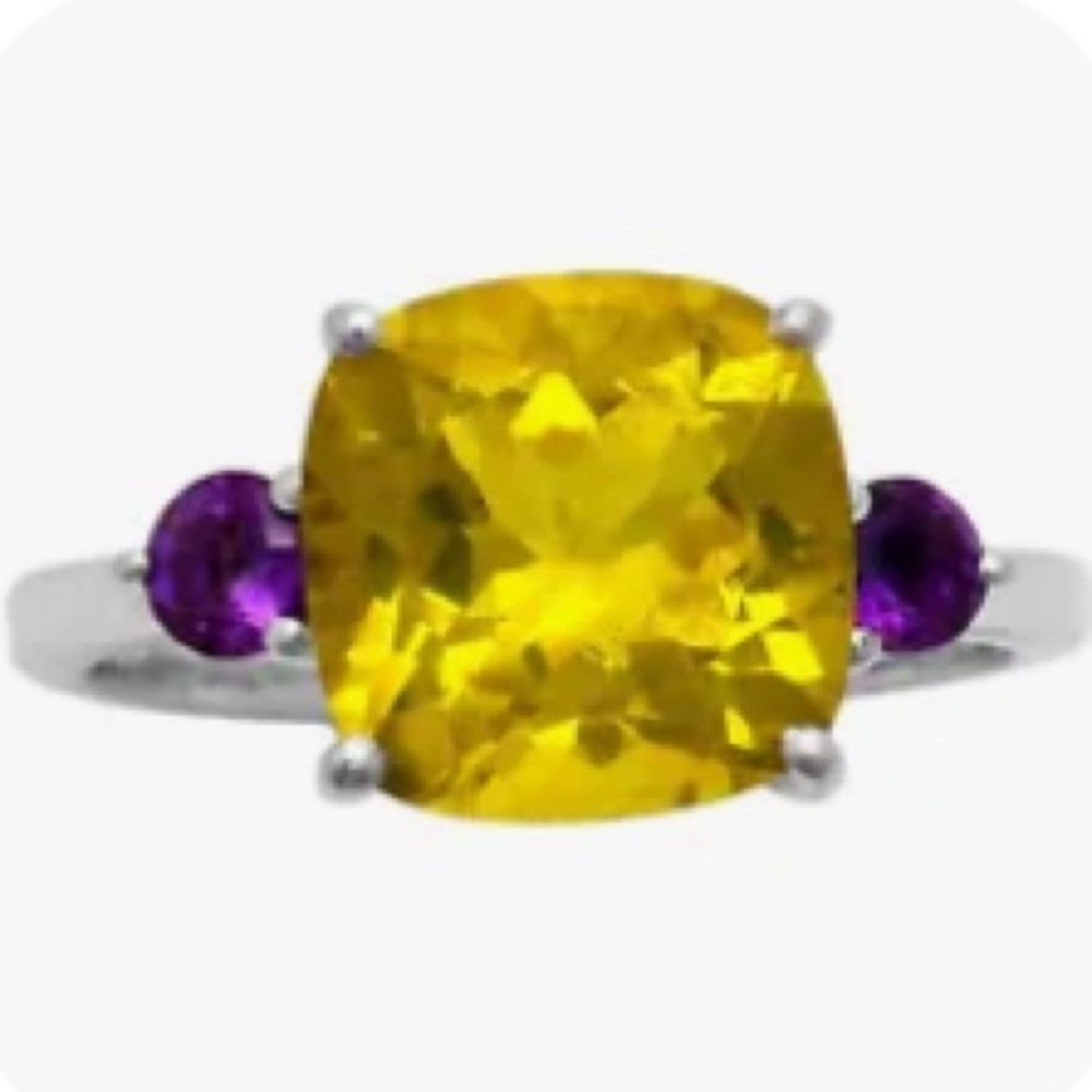 Gorgeous faceted lemon quartz sterling silver rings - Picture 2 of 5